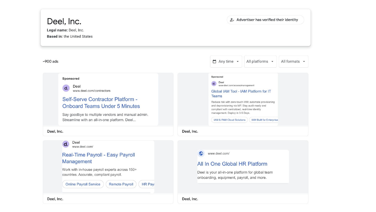 Competitor ad teardown via Google Ads Transparency Center, months of someone else's optimisation, fully public.